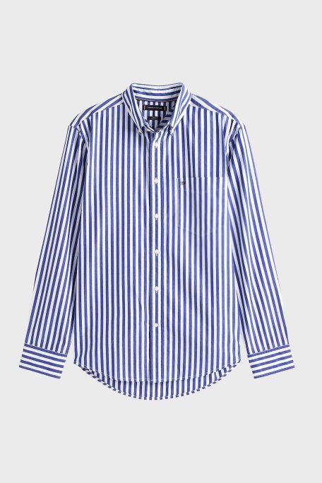 Tommy Hilfiger % 100 Pamuk Regular Fit Uzun Kollu Çizgili Erkek Gömlek MW0MW39451 0A4 BEYAZ-MAVİ - 5