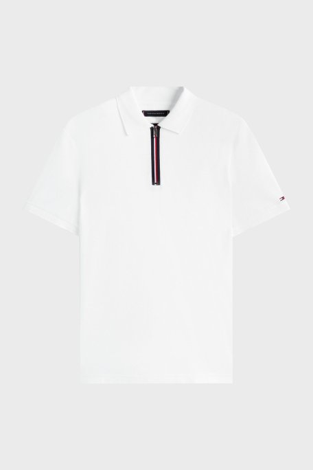 Tommy Hilfiger % 100 Pamuk Regular Fit Yarım Fermuarlı Erkek Polo Yaka T Shirt MW0MW39552 YBR BEYAZ - 5