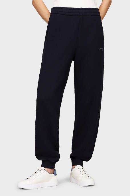 Tommy Hilfiger % 100 Pamuk Regular Fit Yüksek Bel Lastikli Paça Jogger Bayan Pantolon WW0WW42883 DW5 LACİVERT - 1