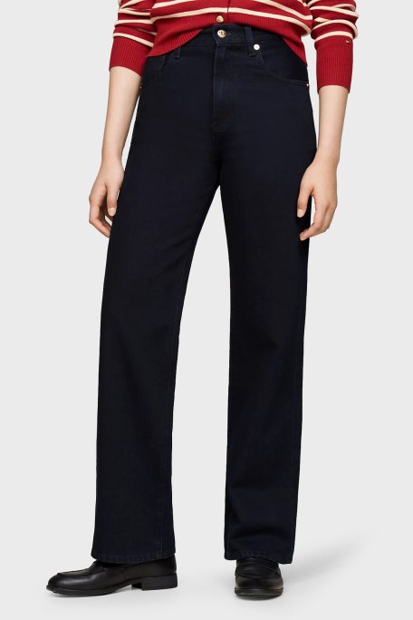 Tommy Hilfiger % 100 Pamuk Relaxed Fit Yüksek Bel Jeans Bayan Kot Pantolon WW0WW42810 1BN LACİVERT - 1