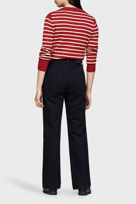 Tommy Hilfiger % 100 Pamuk Relaxed Fit Yüksek Bel Jeans Bayan Kot Pantolon WW0WW42810 1BN LACİVERT - 4