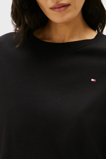 Tommy Hilfiger % 100 Pamuk Relaxed Fit Yuvarlak Yaka Bayan T Shirt WW0WW46158 BDS SİYAH - 4