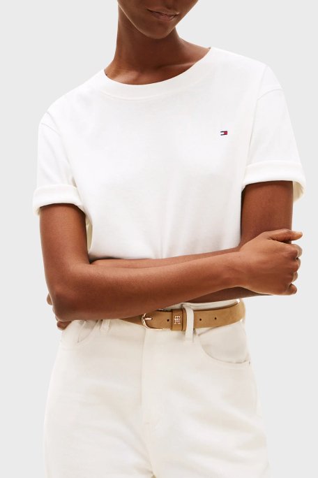 Tommy Hilfiger % 100 Pamuk Relaxed Fit Yuvarlak Yaka Bayan T Shirt WW0WW46158 YBL BEYAZ - 3
