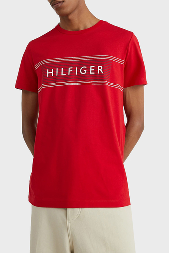 Tommy Hilfiger % 100 Pamuk Slim Fit Bisiklet Yaka Erkek T Shirt MW0MW30035 XLG KIRMIZI - 1