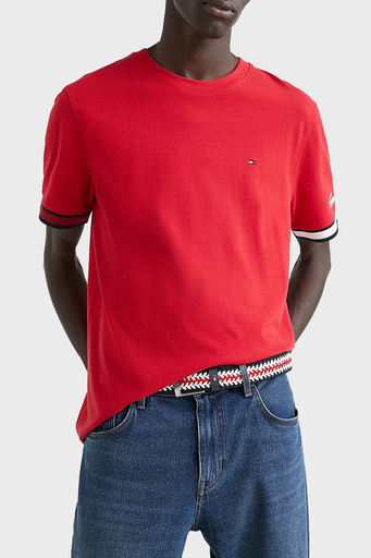 Tommy Hilfiger % 100 Pamuk Slim Fit Bisiklet Yaka Erkek T Shirt MW0MW30039 XLG KIRMIZI - 1
