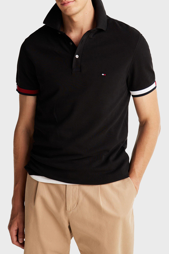 Tommy Hilfiger % 100 Pamuk Slim Fit Erkek Polo Yaka T Shirt MW0MW37518 BDS SİYAH - 1