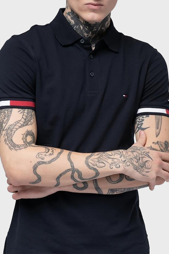 Tommy Hilfiger % 100 Pamuk Slim Fit Erkek Polo Yaka T Shirt MW0MW37518 DW5 LACİVERT - 3