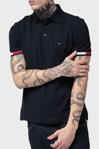 Tommy Hilfiger % 100 Pamuk Slim Fit Erkek Polo Yaka T Shirt MW0MW37518 DW5 LACİVERT - 5