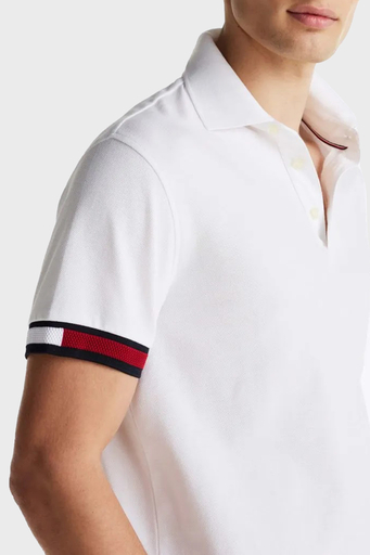 Tommy Hilfiger %100 Pamuk Slim Fit Erkek Polo Yaka T Shirt MW0MW37518 YBR BEYAZ - 3