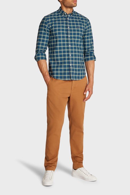 Tommy Hilfiger % 100 Pamuk Slim Fit Kareli Erkek Gömlek MW0MW37567 0H7 KOYU YEŞİL - 3