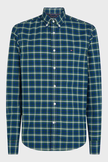 Tommy Hilfiger % 100 Pamuk Slim Fit Kareli Erkek Gömlek MW0MW37567 0H7 KOYU YEŞİL - 4