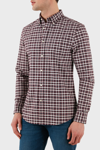 Tommy Hilfiger % 100 Pamuk Slim Fit Kareli Erkek Gömlek MW0MW37567 0KP BORDO - 10