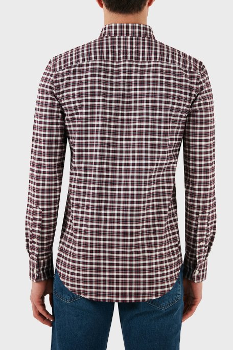 Tommy Hilfiger % 100 Pamuk Slim Fit Kareli Erkek Gömlek MW0MW37567 0KP BORDO - 3