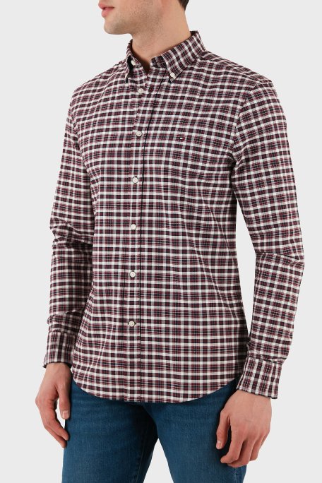 Tommy Hilfiger % 100 Pamuk Slim Fit Kareli Erkek Gömlek MW0MW37567 0KP BORDO - 4