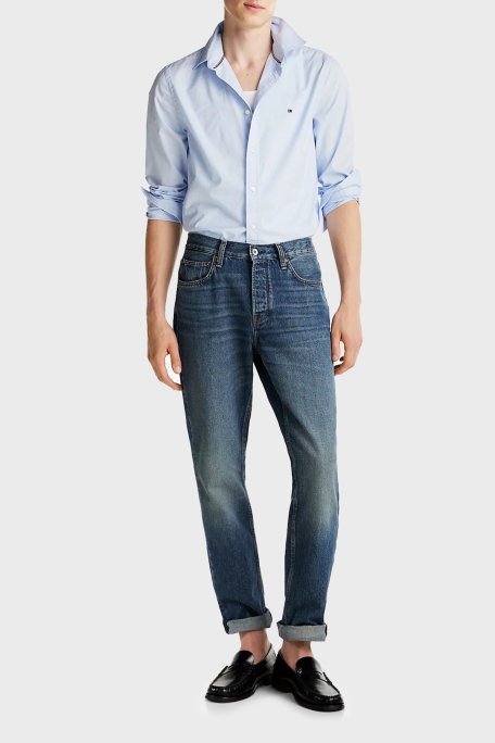 Tommy Hilfiger % 100 Pamuk Slim Fit Uzun Kollu Erkek Gömlek MW0MW38137 C3Q AÇIK MAVİ - 2