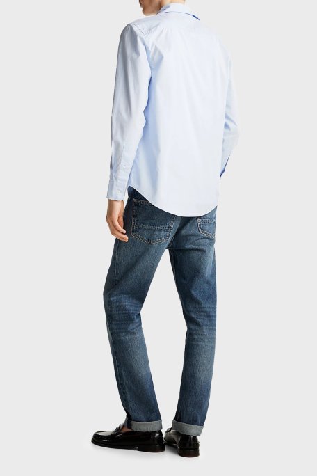 Tommy Hilfiger % 100 Pamuk Slim Fit Uzun Kollu Erkek Gömlek MW0MW38137 C3Q AÇIK MAVİ - 3