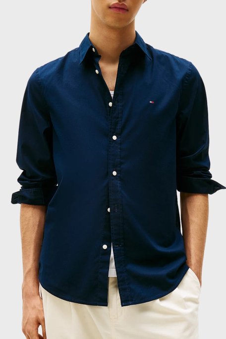 Tommy Hilfiger % 100 Pamuk Slim Fit Uzun Kollu Erkek Gömlek MW0MW38137 DW5 LACİVERT - 1