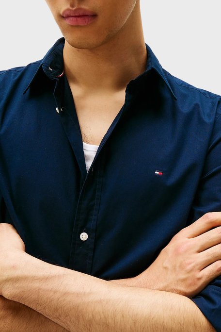 Tommy Hilfiger % 100 Pamuk Slim Fit Uzun Kollu Erkek Gömlek MW0MW38137 DW5 LACİVERT - 9