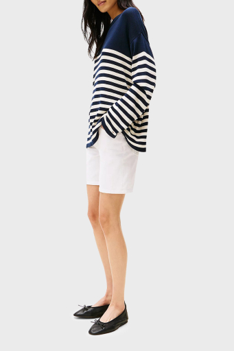 Tommy Hilfiger % 100 Pamuk Straight Fit Yüksek Bel Mini Kot Bayan Short WW0WW45924 YCF BEYAZ - 3