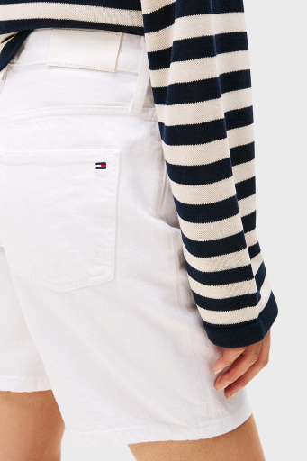 Tommy Hilfiger % 100 Pamuk Straight Fit Yüksek Bel Mini Kot Bayan Short WW0WW45924 YCF BEYAZ - 5