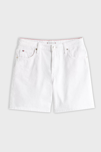 Tommy Hilfiger % 100 Pamuk Straight Fit Yüksek Bel Mini Kot Bayan Short WW0WW45924 YCF BEYAZ - 6