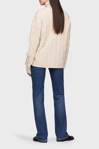 Tommy Hilfiger % 100 Yün Regular Fit Balıkçı Yaka Bayan Kazak WW0WW43102 0F8 BEJ - 4