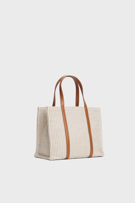 Tommy Hilfiger Ayarlanabilir Askılı Çizgili Tote Bayan Çanta AW0AW17208 0F4 BEJ - 3