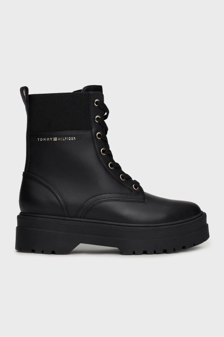 Tommy Hilfiger Deri Kramponlu Bayan Bot FW0FW08440 BDS SİYAH - 1