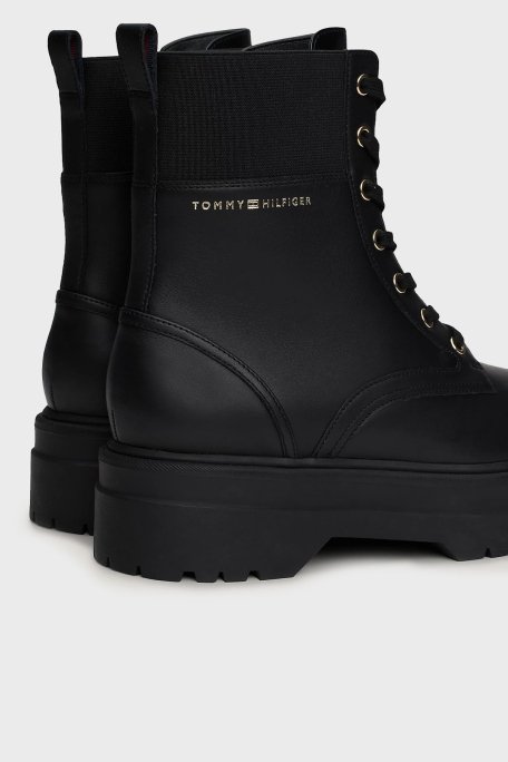Tommy Hilfiger Deri Kramponlu Bayan Bot FW0FW08440 BDS SİYAH - 8