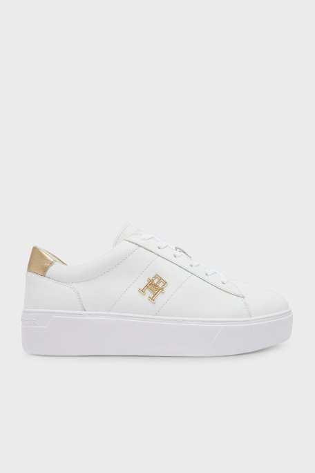 Tommy Hilfiger Deri Logolu Sneaker Bayan Ayakkabı FW0FW08648 YBS BEYAZ - 1