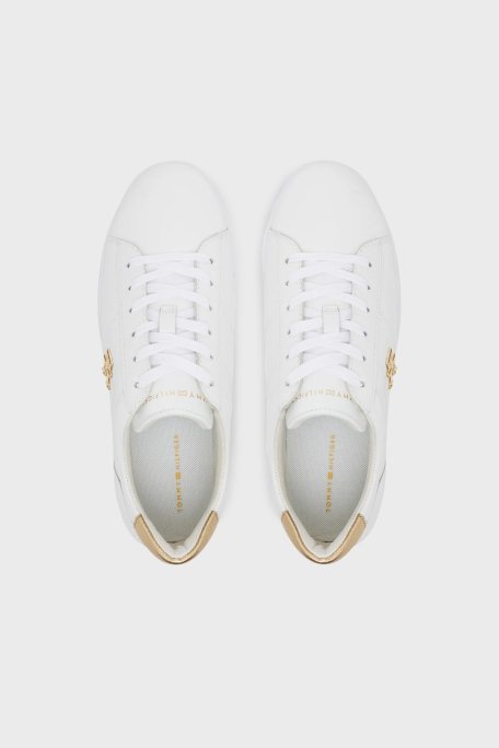Tommy Hilfiger Deri Logolu Sneaker Bayan Ayakkabı FW0FW08648 YBS BEYAZ - 4