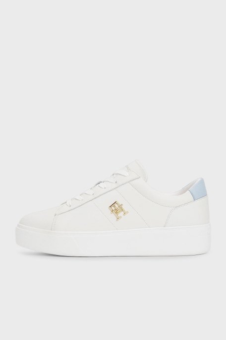 Tommy Hilfiger Deri Platform Sneaker Bayan Ayakkabı FW0FW08464 0LH EKRU-MAVİ - 3