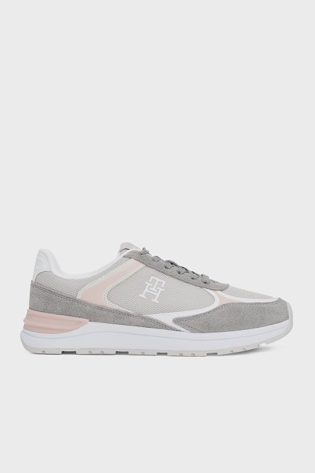 Tommy Hilfiger Dokulu Logolu Sneaker Bayan Ayakkabı FW0FW08324 PQU GRİ - 1