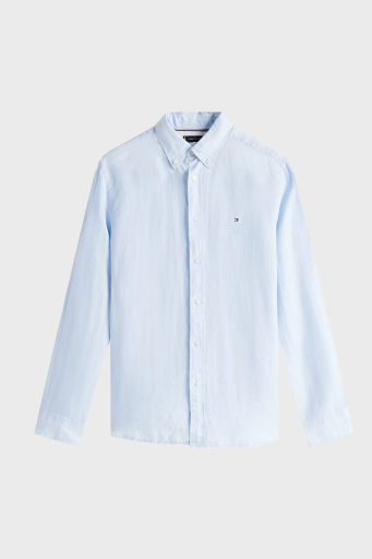 Tommy Hilfiger Düğmeli Yaka % 100 Keten Regular Fit Erkek Gömlek MW0MW34602 C1O AÇIK MAVİ - 5