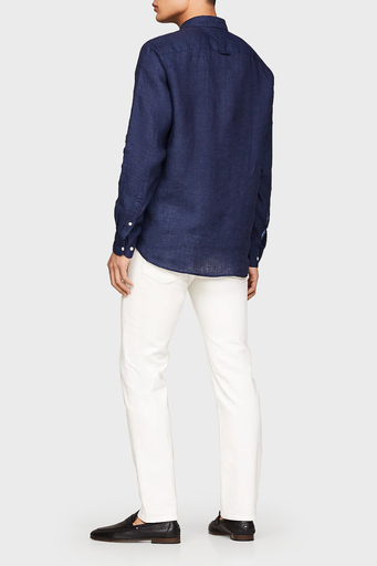 Tommy Hilfiger Düğmeli Yaka % 100 Keten Regular Fit Erkek Gömlek MW0MW34602 DCC LACİVERT - 2