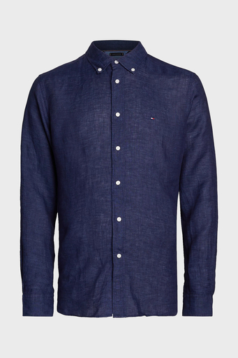 Tommy Hilfiger Düğmeli Yaka % 100 Keten Regular Fit Erkek Gömlek MW0MW34602 DCC LACİVERT - 5