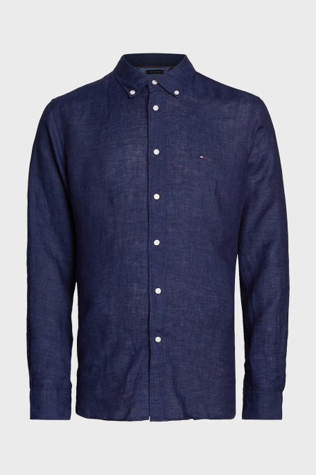 Tommy Hilfiger Düğmeli Yaka % 100 Keten Regular Fit Erkek Gömlek MW0MW34602 DCC LACİVERT - 5