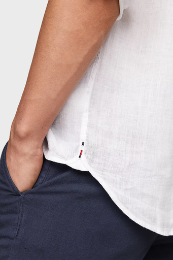 Tommy Hilfiger Düğmeli Yaka % 100 Keten Regular Fit Erkek Gömlek MW0MW34602 YCF BEYAZ - 3