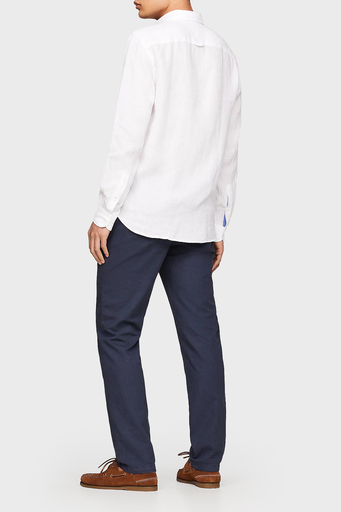 Tommy Hilfiger Düğmeli Yaka % 100 Keten Regular Fit Erkek Gömlek MW0MW34602 YCF BEYAZ - 4