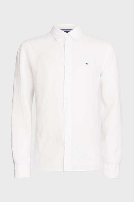 Tommy Hilfiger Düğmeli Yaka % 100 Keten Regular Fit Erkek Gömlek MW0MW34602 YCF BEYAZ - 5