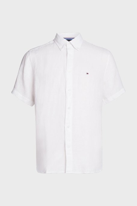 Tommy Hilfiger Düğmeli Yaka Kısa Kollu % 100 Keten Regular Fit Erkek Gömlek MW0MW35207 YCF BEYAZ - 5