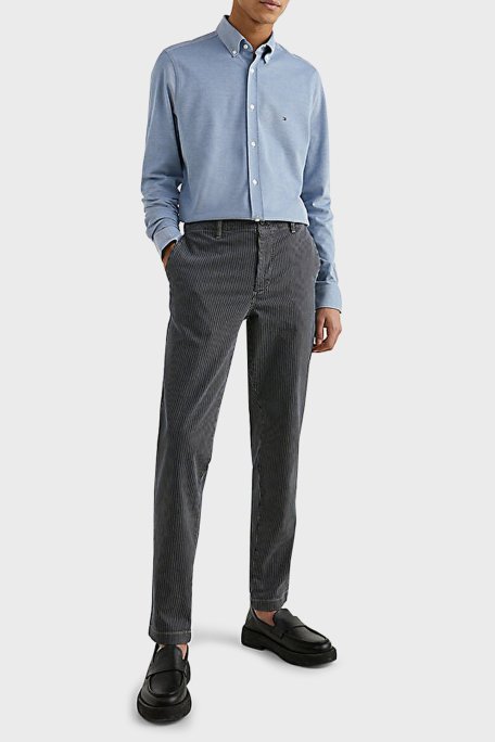 Tommy Hilfiger Düğmeli Yaka Organik Pamuklu Uzun Kollu Slim Fit Erkek Gömlek MW0MW30675 C14 MAVİ - 3
