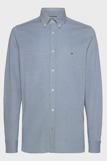 Tommy Hilfiger Düğmeli Yaka Organik Pamuklu Uzun Kollu Slim Fit Erkek Gömlek MW0MW30675 C14 MAVİ - 5