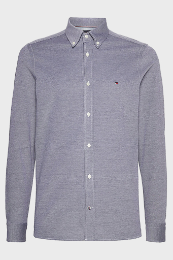 Tommy Hilfiger Düğmeli Yaka Organik Pamuklu Uzun Kollu Slim Fit Erkek Gömlek MW0MW30675 DCC LACİVERT - 12