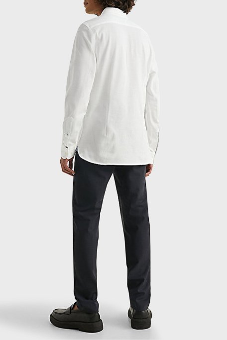 Tommy Hilfiger Düğmeli Yaka Organik Pamuklu Uzun Kollu Slim Fit Erkek Gömlek MW0MW30675 YCF BEYAZ - 4