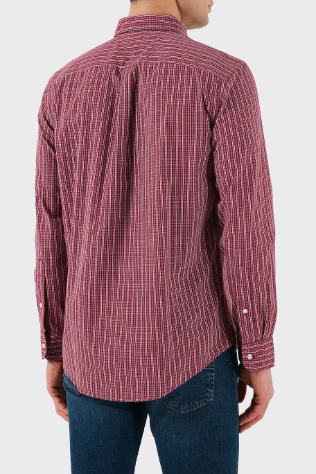 Tommy Hilfiger Kareli % 100 Pamuk Regular Fit Düğmeli Yaka Erkek Gömlek MW0MW37552 0QJ KIRMIZI - 3