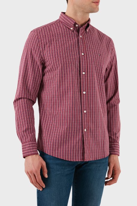 Tommy Hilfiger Kareli % 100 Pamuk Regular Fit Düğmeli Yaka Erkek Gömlek MW0MW37552 0QJ KIRMIZI - 4