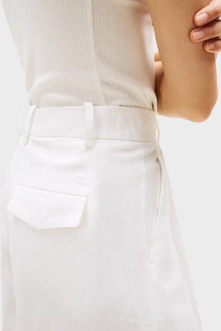 Tommy Hilfiger Keten Karışımlı Relaxed Fit Yüksek Bel Geniş Paça Kumaş Bayan Pantolon WW0WW47214 Z00 AÇIK BEJ - 4