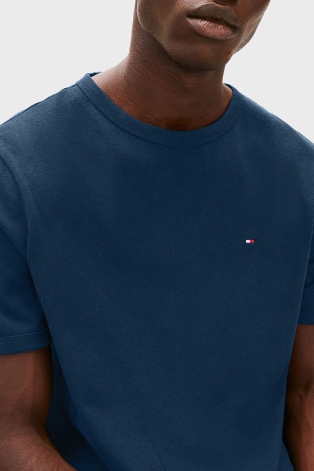 Tommy Hilfiger Keten ve Pamuk Karışımlı Regular Fit Bisiklet Yaka Erkek T Shirt MW0MW38637 DAF LACİVERT - 3