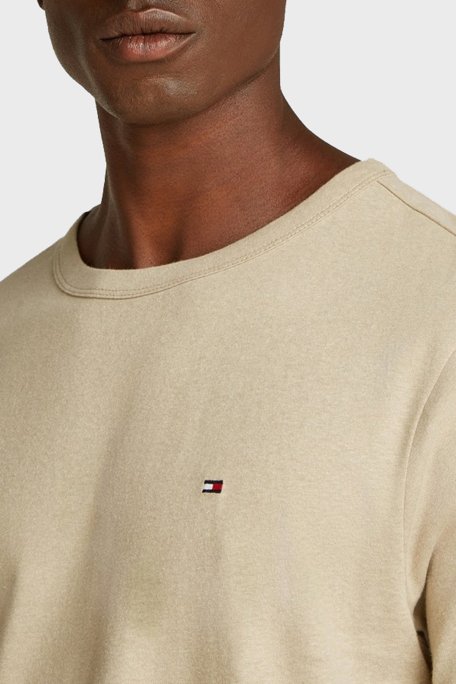 Tommy Hilfiger Keten ve Pamuk Karışımlı Regular Fit Bisiklet Yaka Erkek T Shirt MW0MW38637 RBT KUM - 3